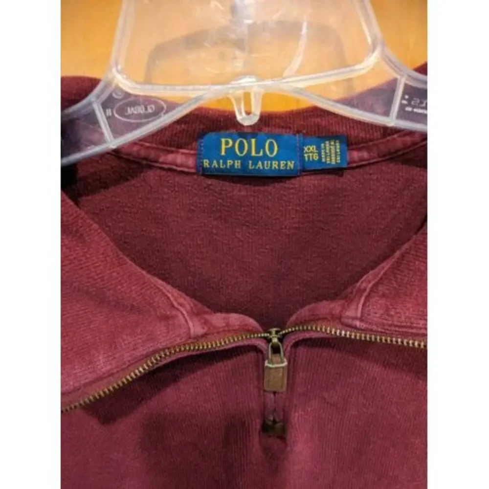 Polo Ralph Lauren Men's Quarte Zip Pullover Sweater Size XXL Cotton Burgundy Fun